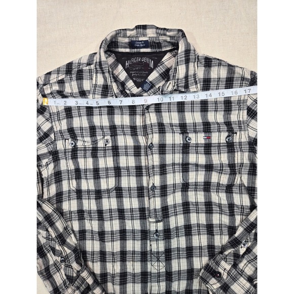 Hilfiger Denim Mens Plaid Long‎ Sleeve Button Down Shirt Custom Fit - Picture 6 of 8